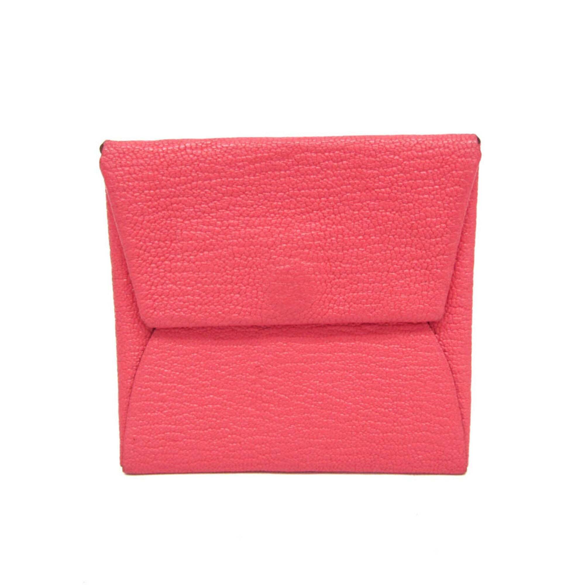 Hermes Bastia Men,Women Chevre Leather Coin Purse/Coin Case Pink